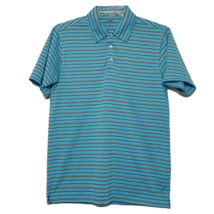 PGA Tour Men&#39;s Collared Polo Shirt ~ Sz M ~ Blue ~ Stripes ~ Short Sleeve - $13.49