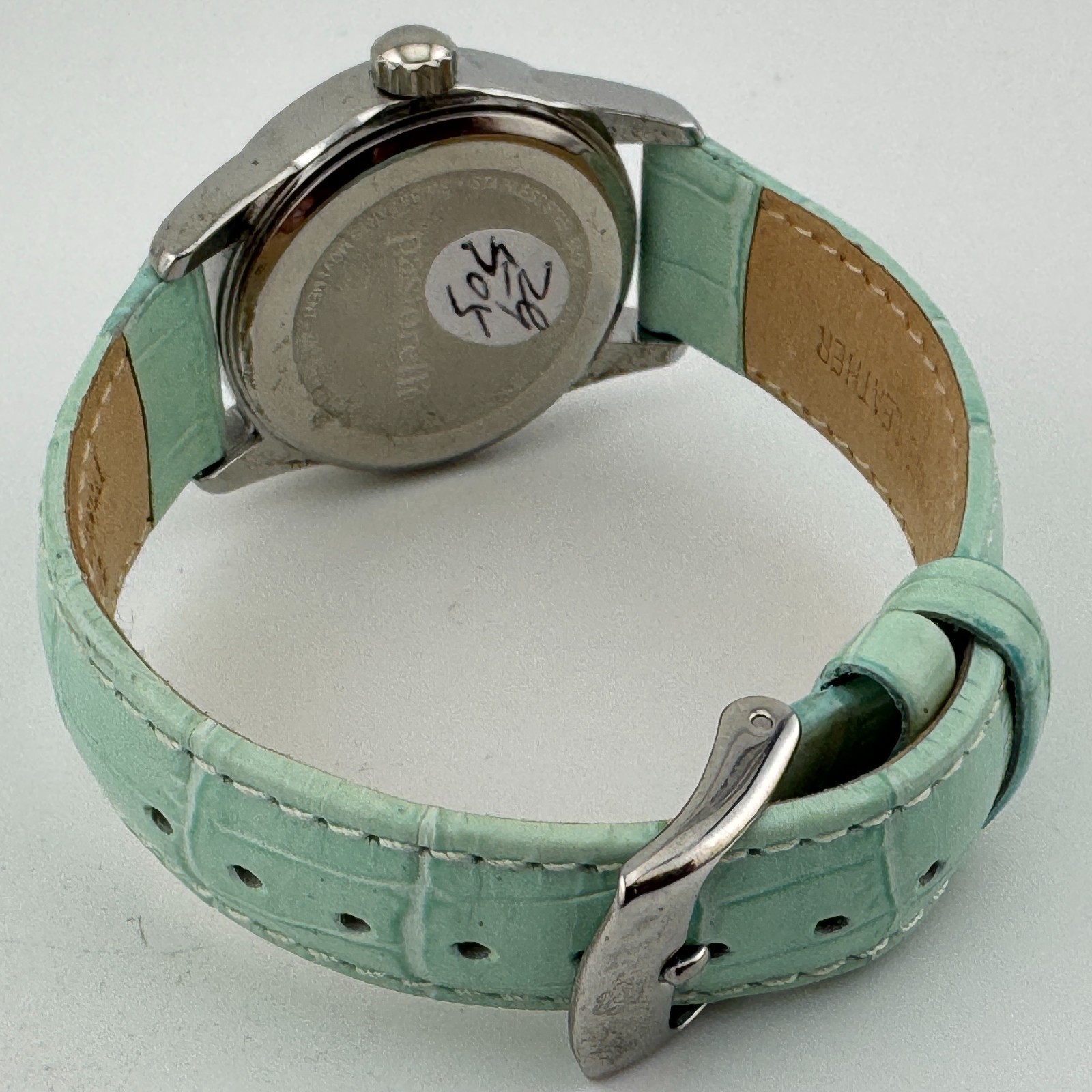 Pastorelli Quartz Watch Unisex Silver Cyan Leather Swiss Parts Date New Battery Item image 5