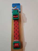 New Size Small/Medium Dog Collar Red/Green Watermelon Pattern adjustable 10-16&quot; - £7.04 GBP