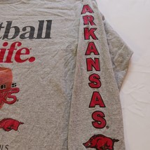 Big Ball Sports Arkansas Razorbacks Football Is Life NCAA Large Gray Men T-Shirt image 7