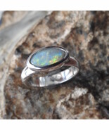 Australian Lightning Ridge Solid Opal Sterling Silver Ring - $71.99