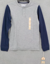 Urban Pipeline Henley Shirt Boys SZ L Gray &amp; Blue Long Sleeve Youth Top NWT - £7.51 GBP