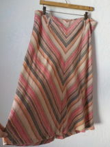 VTG Christopher Banks Multicolor Diagonal Stripes Linen Midi Skirt Women... - £19.45 GBP