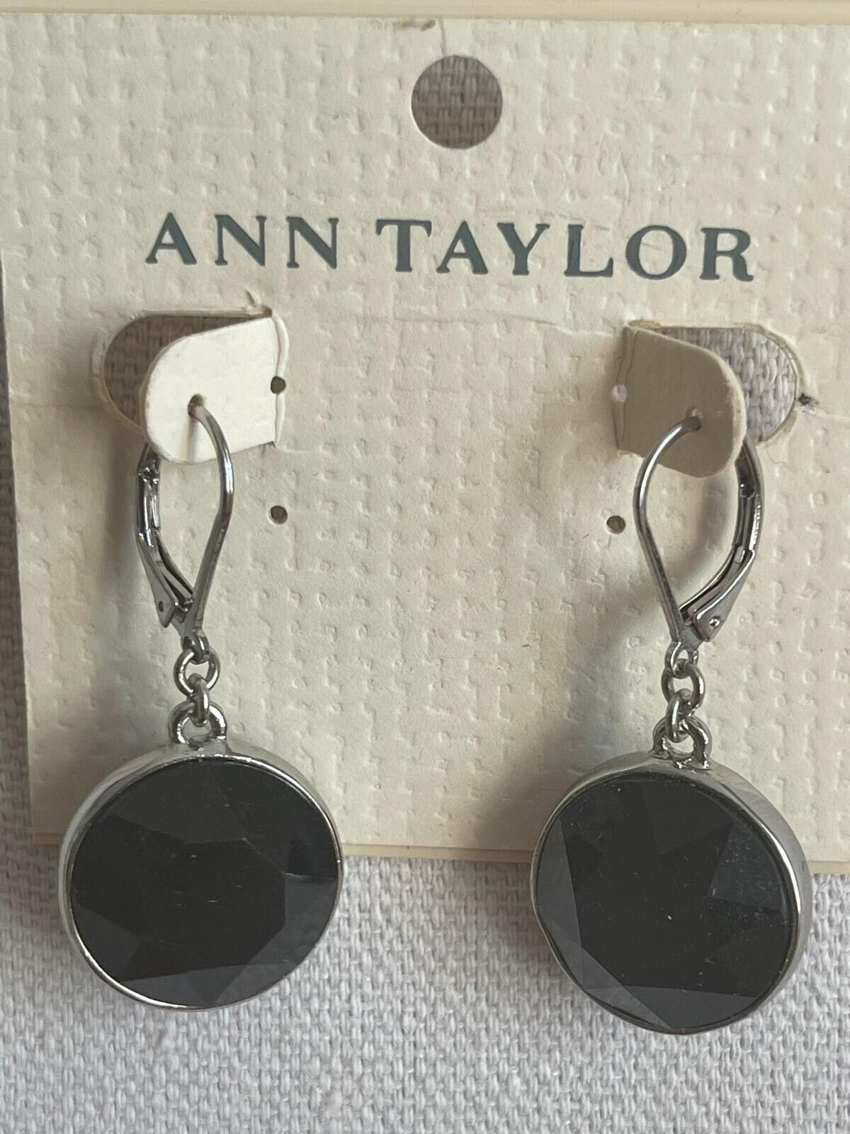 Ann Taylor Round  Black Leverback Multi Facet Drop Earrings New - $10.44