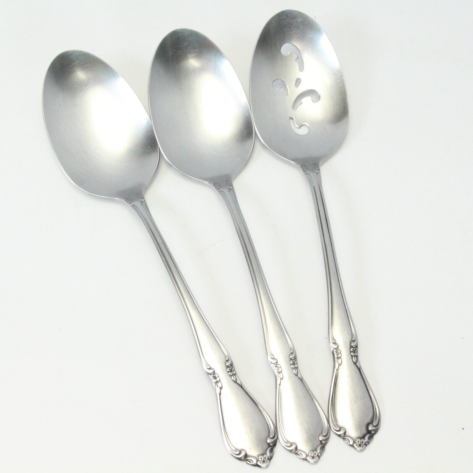Primary image for Oneidacraft Chateau Serving Spoons SATIN 8 1/4" Stainless Lot of 3