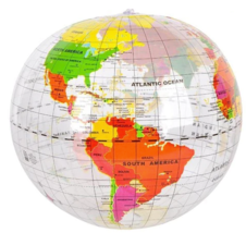 2 INFLATABLE 16 INCH CLEAR WORLD GLOBE inflate earth ball sphere map school - $9.49