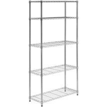 5-Tier Chrome Heavy-Duty Adjustable Shelving Unit with 200-lb Per Shelf ... - $92.96