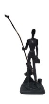 Cast Resin Faux Ebony Figurine Statue of Don Quixote on Wood Base - £41.07 GBP