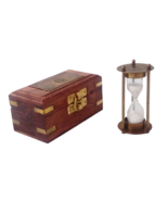 3&quot; Antique 1917 Brass White Sand Timer/Hourglass in Wood Box | Maritime ... - £21.33 GBP