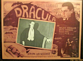 UNIVERSAL HORROR: BELA LUGOSI (DRACULA) LARGE SIZE 11X17  LOBBY CARD - $3,698.84 MXN
