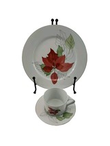 Block Spal Poinsettia Watercolors Goertzen Set of 3 Holiday 1982 - $34.64