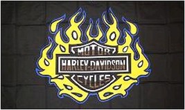 Harley-Davidson Yellow-Blue Flame Flag - 3x5 Ft - £19.66 GBP