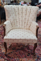 Vintage Wingback Arm Fabric Side Chair Classic Victorian Floral Wallpaper Design - £86.90 GBP