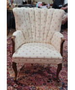 Vintage Wingback Arm Fabric Side Chair Classic Victorian Floral Wallpaper Design - $109.99
