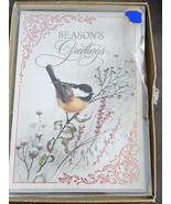 Image Arts Season&#39;s Greetings Bird Snow Glitter Holiday Boxed Cards 8 Count - $20.00