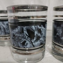 MCM. Gray &amp; Black Vtg Set Of 4 Whiskey Low-ball Glasses Marble Design... - £26.52 GBP