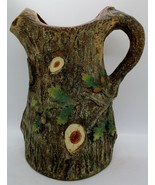 Antique German Joseph Holdcroft Majolica Oak Tree Bark Pitcher Lizzie Sc... - $792.00