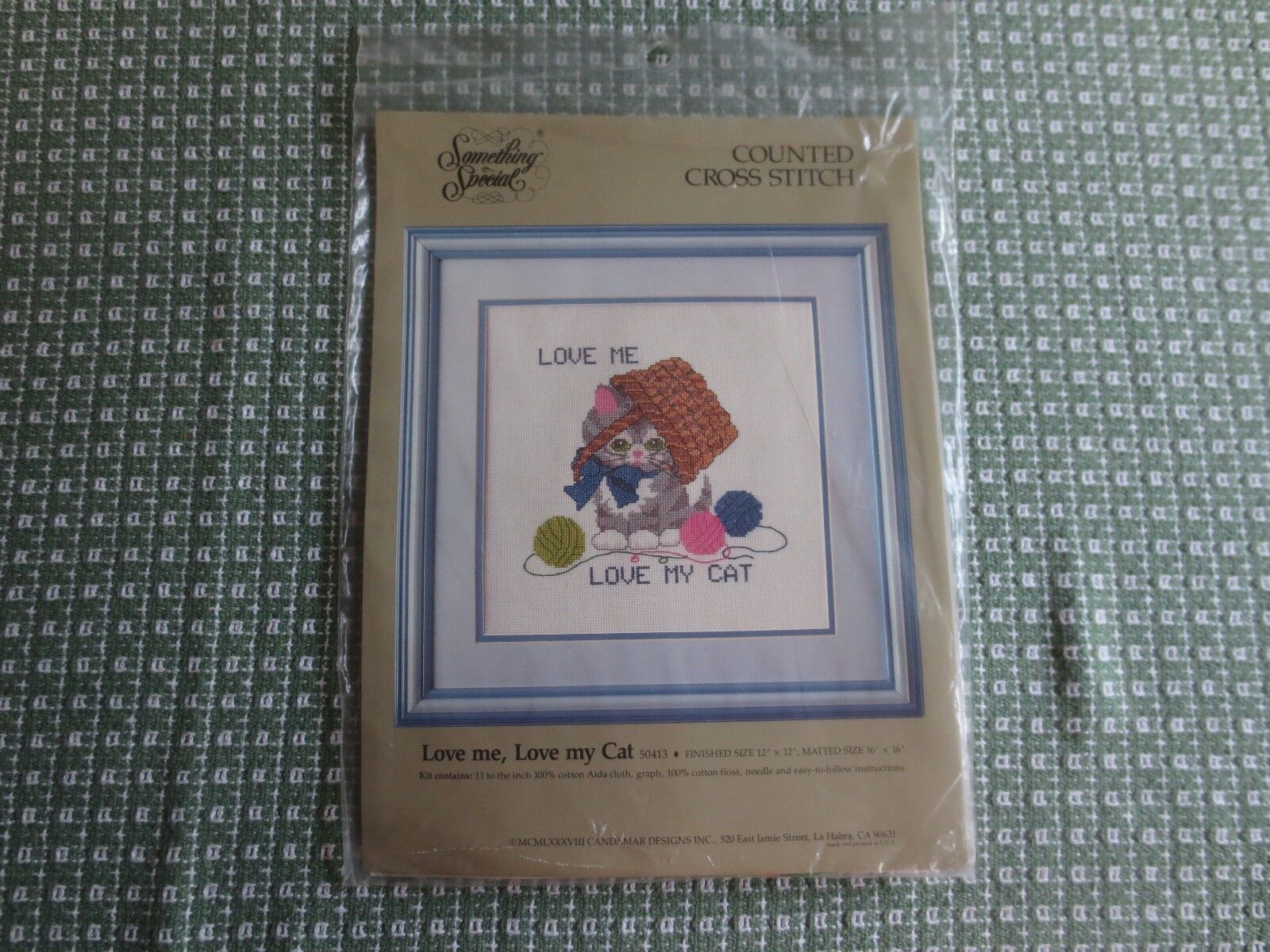  Candamar LOVE ME, LOVE MY CAT Counted CROSS STITCH Sealed KIT #50413-12" x 12"  - $9.00