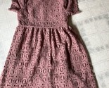 Mikarose Small Semi-Formal Dress Lined Pink Lace Overlay Short Sleeve No... - $34.37