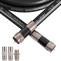 RELIAGINT 6ft, Black RG6 Coaxial Cable with F Connector, F81 RF Double F... - $21.27