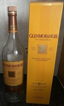 GLENMORANGIE 10 YEAR OLD SINGLE MALT SCOTCH WHISKY 1L EMPTY BOTTLE AND BOX - $17.57