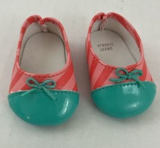 American Girl Doll 18&quot; Bright Stripes Coral Flats Shoes - £9.03 GBP