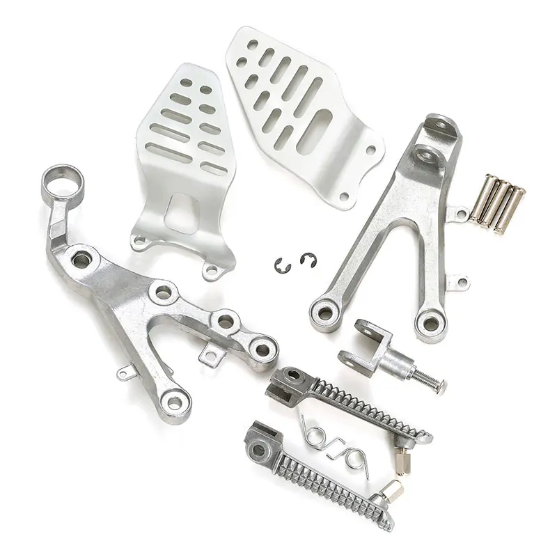 Motorcycle Silver/Black Front Foot Pegs Footrest Bracket Set For Yamaha ... - $53.69+