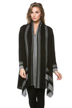 Women&#39;s Striped Cardigan Black/White - $54.87