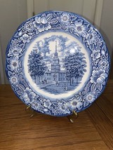 Liberty Blue Independence Hall 10&quot; Ironstone Dinner Display Plate Staffo... - £10.49 GBP
