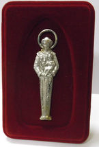 Saint Anthony Pewter Image  Engraved on Red Velvet Frame, New from Italy - $25.22 CAD