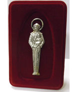 Saint Anthony Pewter Image  Engraved on Red Velvet Frame, New from Italy - $18.00