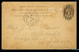 Vintage Postcard UDB 1887 Fancy Cancel At Sea Atlantic Ocean Winchester Indiana - £9.98 GBP