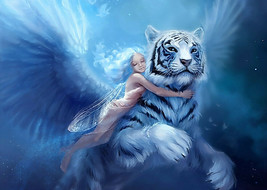 DIY 5D Angel Tiger Diamond Painting Cross Stitch - £7.89 GBP