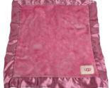 UGG Bubble Gum Pink Baby Blanket Plush Satin Trim Soft Security Lovey 13... - $21.67