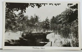 Hastings Michigan RPPC Snow &amp; Stream Scene Greetings Postcard J15 - $9.95