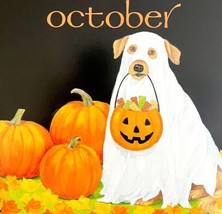 Retriever Ghost Halloween Pumpkin Dog Days Poster Calendar 14 x 11&quot; DWDDCal - £31.45 GBP