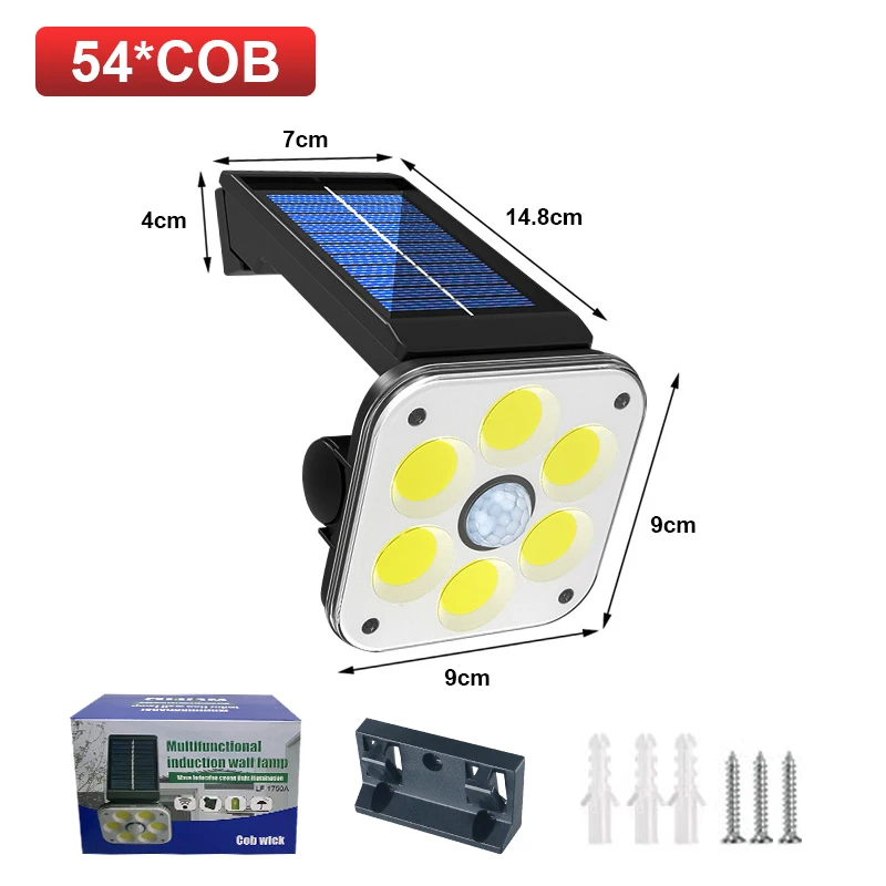 800lumens 54COB Outdoor Solar LED Light 2400mAh Solar Lamp Outdoor Use 12 hours  - £197.70 GBP