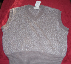 NWT Separate Elements Brown w Silver Threads Sweater Vest Misses Large Wool - £19.77 GBP