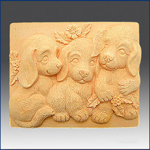 EGBHOUSE, 2D Silicone Soap/Plaster/Polymer clay Mold - Trio of Puppies - Bar - £21.83 GBP