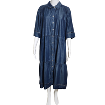 Chico&#39;s 4(20) Eyelet Trim Midi Denim Chambray Dress - $49.92