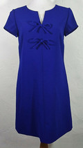 J Crew Womens Dress Size 2 Blue Presentation Bow V Neck Short Sleeve Tex... - $29.99