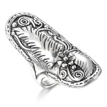Boho Tibetan Silver Ring for Women Vintage Jewelry Ethnic Style Carved Pattern W - £6.53 GBP