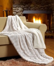 Throw Blanket Tache White Ivory Super Soft Warm Polar Faux Fur With, 63 X 87. - £51.76 GBP