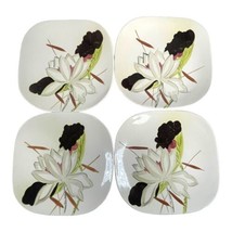 Set of 4 Red Wing Lotus Salad Bread Dessert Plates Square Concord Shape ... - $37.39