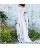 Medieval Wide Long Sleeved Floor Length White Linen Gothic Chemise Undergarment  - $78.95