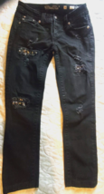 Miss Me Jeans Womens 28 Black Stretch Denim Signature Skinny Distressed ... - £23.26 GBP