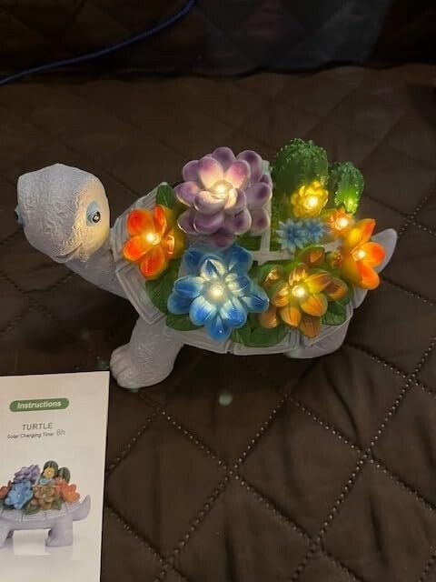 Linkax  Solar Turtle Garden Statues Outdoor Decor Resin 4.3"D x 7.5"W x 4.3"H Item image 3