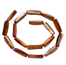 16 Burnt Sienna Brown 1 Inch Mother of Pearl MOP Rectangle Stick Column Beads - £3.94 GBP