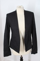 Theory 2 Black Open Front Linen Blend Eco Crunch Clean Blazer Jacket - £37.63 GBP