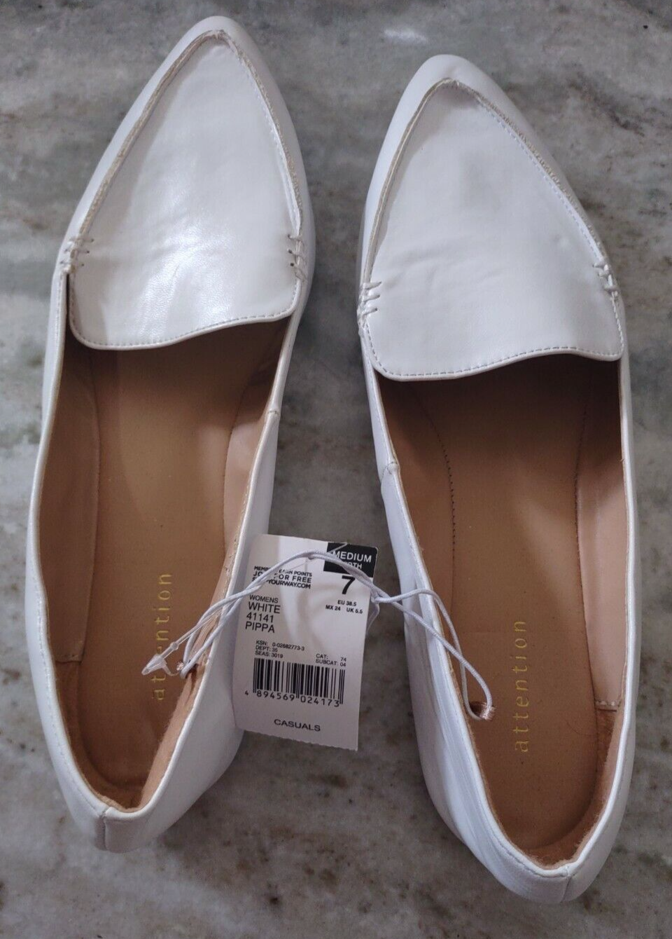 Attention White Leather Women&#39;s Size 7 Shoes-Brand New-SHIPS N 24 HOURS - $34.53